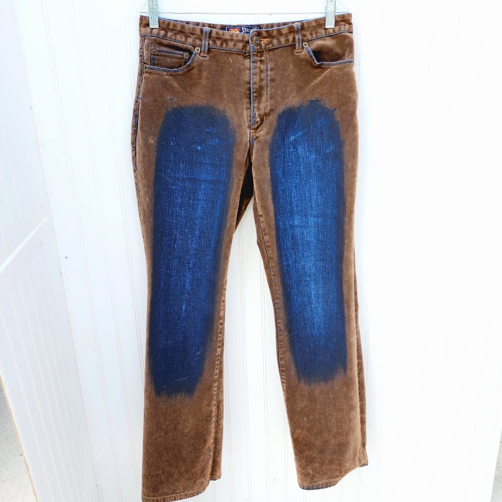 Route 66 Women Stretch Fit Jeans Size 12 Brown Velvet Faded /Distressed Design